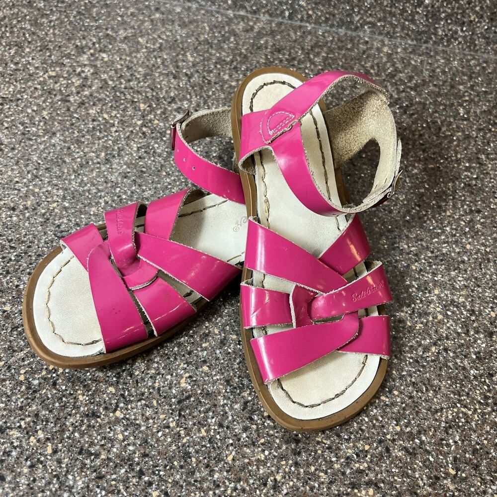 Salt Water Hoyway Sandals Pink Leather Little Girls Size 12 Ankle Strap Open Toe